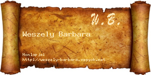 Weszely Barbara névjegykártya